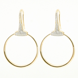 Par aros linea Premium, argollas, amarillas, tipo colgantes con piedras en el cierre pasante