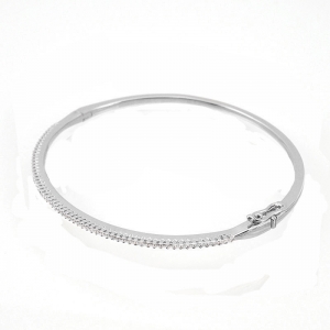 Esclava linea Premium, blanca con piedras, finita, con cierre cajon