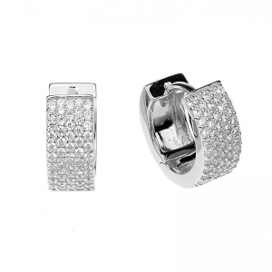 Par aros linea Premium, argollas, chatas, pavee, blancas. Diametro interno aprox: 10 mm