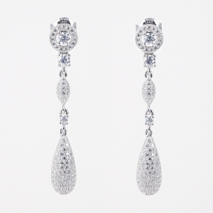Par Aros linea Premium, colgantes, doble gota pavee