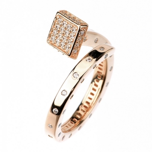 Anillo linea Premium, clavo con piedras, rosado