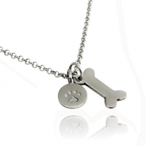 Conjunto huesito y huella de perro ( 32 ups con grabado )