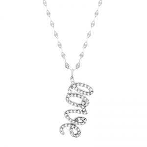 Conjunto Love cursiva colgante piedras blancas

