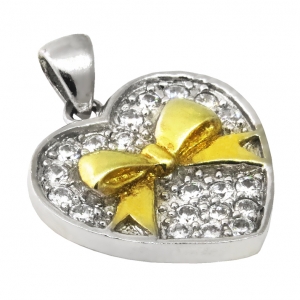 Colgate corazon, moño amarillo, piedras blancas