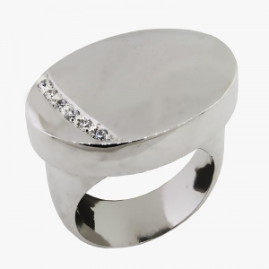 anillo New York oval con tira, pulido