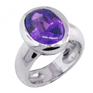 Anillo class oval platabella vertical chico amatista
