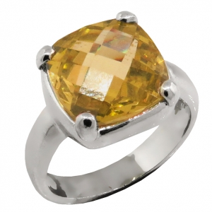 Anillo pomelatto grande piedra color champagne platabella
