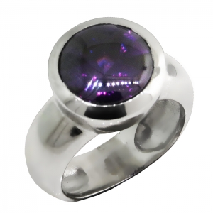 Anillo Class, platabella, redondo, piedra lisa