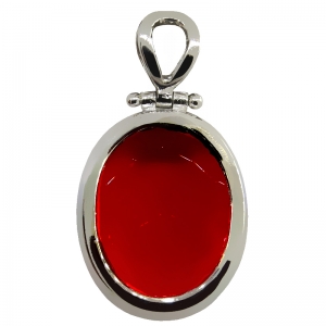 Colgante oval 20 x 25 rojo oscuro, platabella