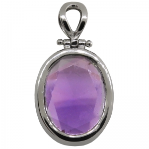 Colgante oval 20 x 25 amatista, platabella