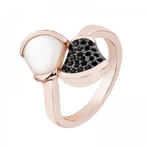 Anillo Nacar, piedras y rodio negro, rosado