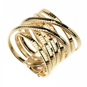 Anillo Premium, ancho, 7 tiras cruzadas de hilo retorcido, amarillo