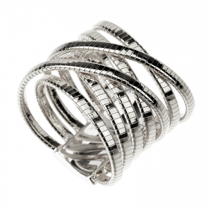 Anillo Premium, ancho, 7 tiras cruzadas de hilo retorcido, blanco