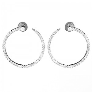 Par aros Premium, argollas, piedras blancas