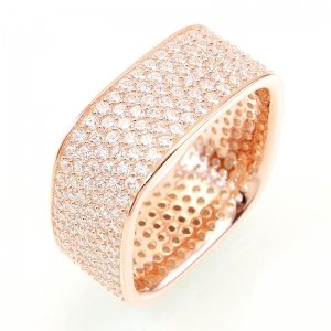 Anillo cuadrado, chato, pavee, rosado