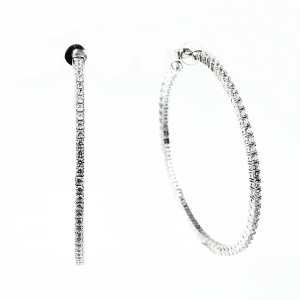 Par aros linea premium, argollas con piedras, grandes, de 5,4 cm aprox de diametro, blancas