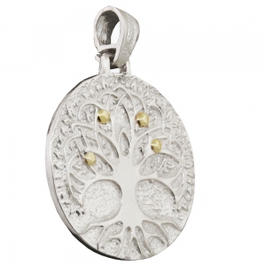 Colgante Medalla redonda arbol de la vida, mandala, con double. 3,2 cm
