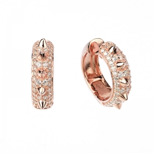 Par aros linea premium , argollas, pavee, con puntas, rosados, ajustables