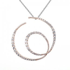 Conjunto linea Premium, dije con piedras de distintos tamaños, rosado y cadena blanca.