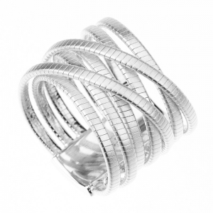 Anillo linea premium, 7 tiras hilo retorcido, cruzadas, blanco