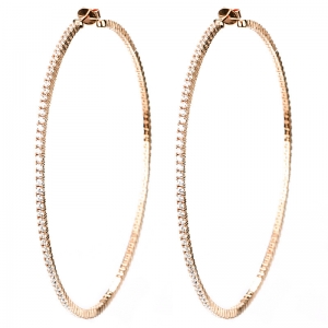 Par aros linea premium, argollas con piedras, grandes, de 9 cm aprox de diametro, rosadas