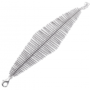 Pulsera linea premium, pluma pavee, con movimiento, blanca