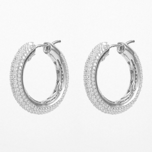 Par aros linea premium, argollas, redondas, pavee, blancos