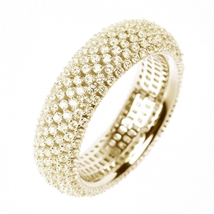 Anillo linea premium, sin fin, pavee, amarillo