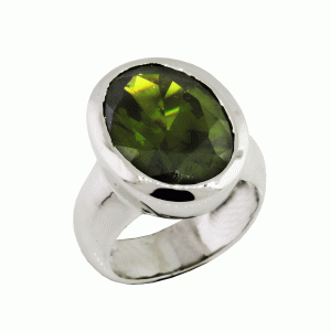 Anillo platabella class oval vertical grande color verde