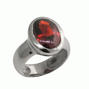 Anillo class oval platabella vertical chico rojo liso