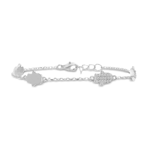 Pulsera  manitos con y sin piedras, blanca