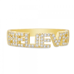 Anillo believe amarillo con piedras blancas