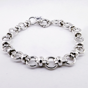 Pulsera eslabones redondos, con doble eslabon cruzado