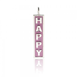 Dije barrita " happy" esmalte rosado