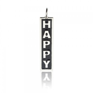 Dije barrita " happy" esmalte negro