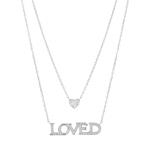 Conjunto doble cadenita, "loved ", corazon