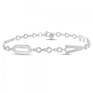 Pulsera Love , letras separadas por piedras blancas 