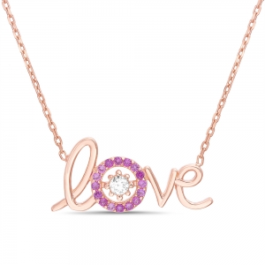 Conjunto love cursiva rosado con piedras , blanca y rosadas