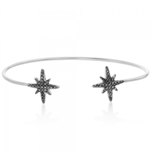 Pulsera esclava abierta con estrellas pavee negras
