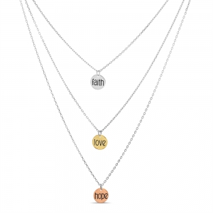 Conjunto triple medallitas; faith, love, hope, tricolor
