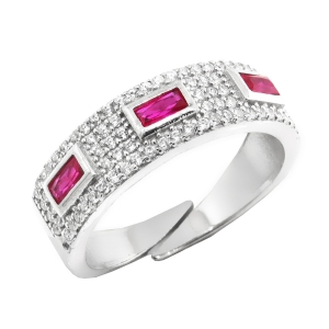 Anillo medio sin fin, piedras baguettes rosadas, abierto