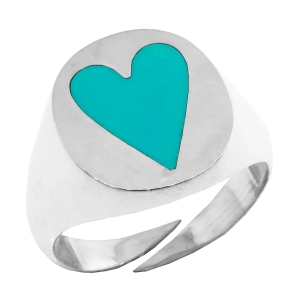 Anillo blanco con corazon turquesa