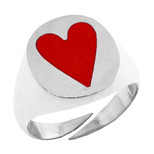Anillo blanco con corazon rojo