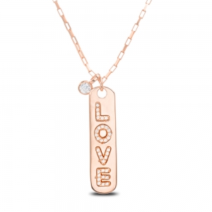 Conjunto barrita Love con piedra, rosado