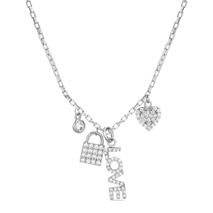 Conjunto love, candado, corazon, pavee, blanco