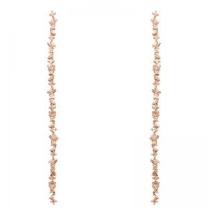 Par aros linea premium, colgantes, largos, de piedras baguettes y carre, rosados