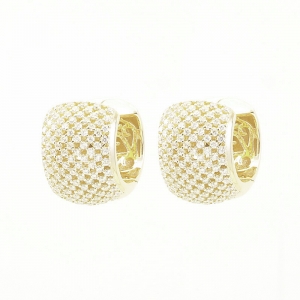 Par aros linea premium, argollas anchas, pavee, amarillas