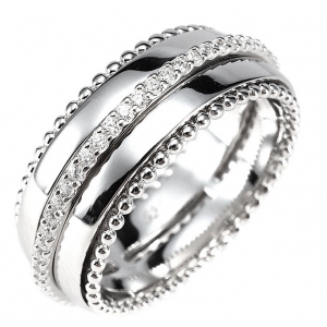 Anillo, fila de piedras, sin fin, con movimiento, blanco