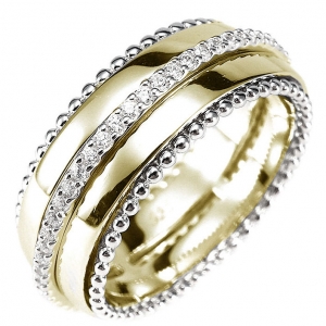 Anillo, fila de piedras, sin fin, con movimiento, amarillo