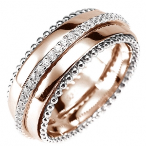 Anillo, fila de piedras, sin fin, con movimiento, rosado